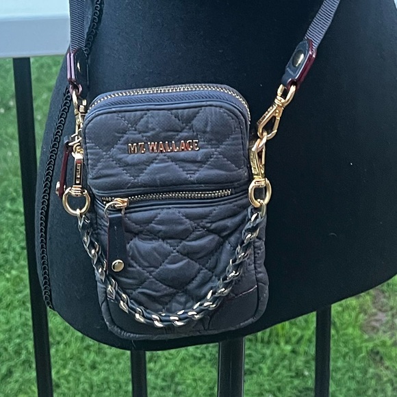 MZ Wallace Micro Crosby Quilted Gray Crossbody Bag - Picture 1 of 9
